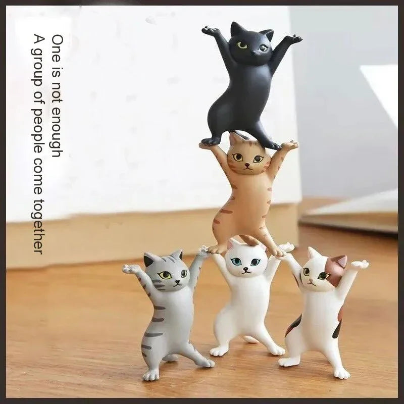5 PCs Dancing Cat Figure Decoration
