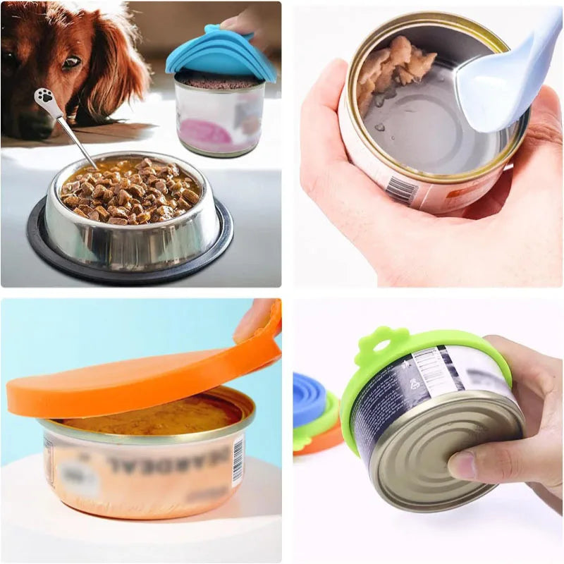 A set Reusable Pet Food Can Cover