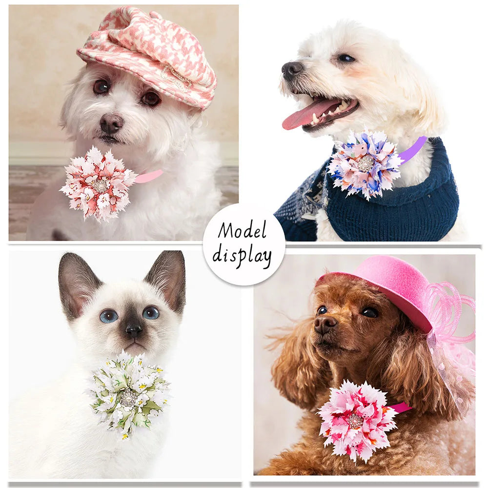 10PCS Adjustable Cat Dog Flower Bowties