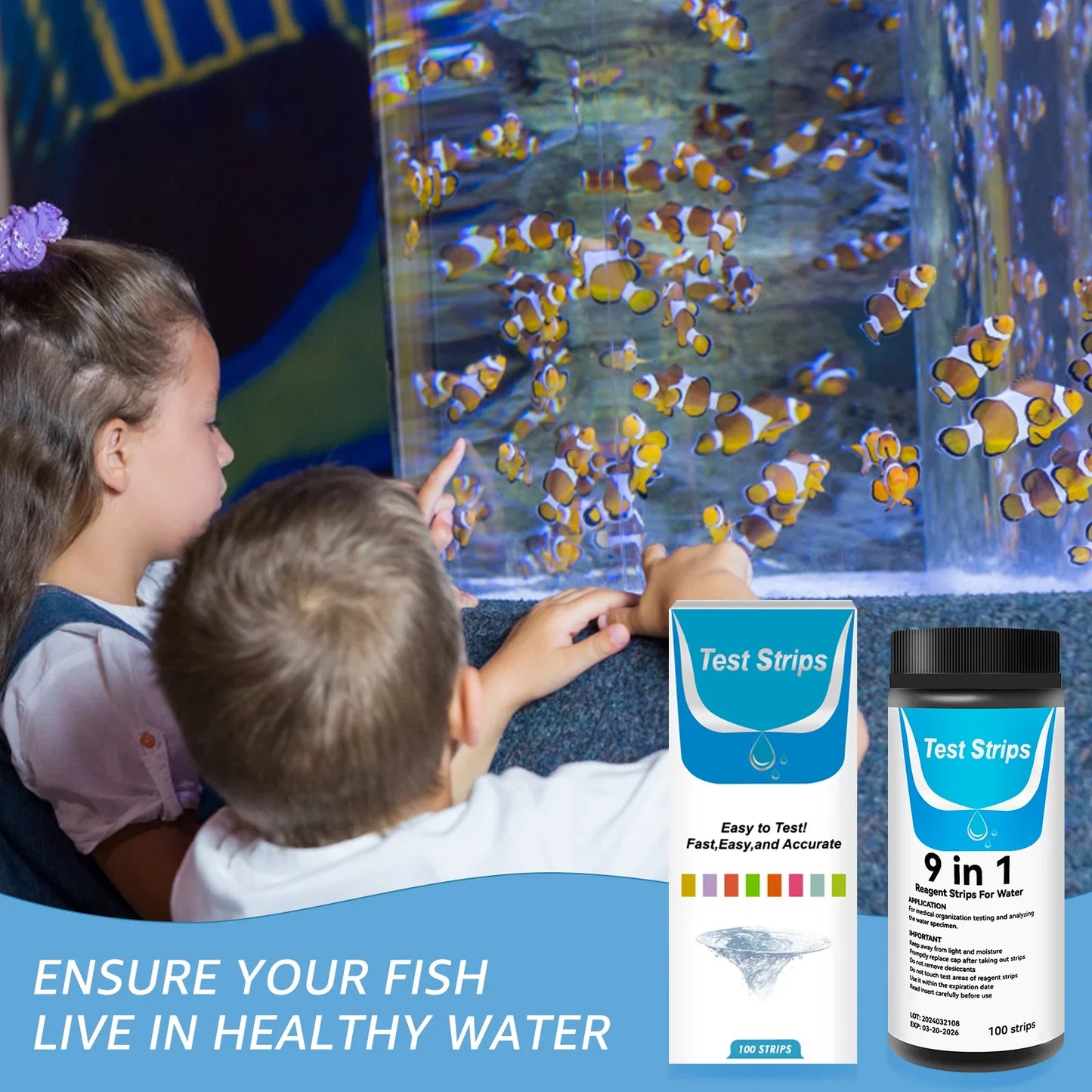 100 Pcs 9-IN-1 Aquarium Test kit