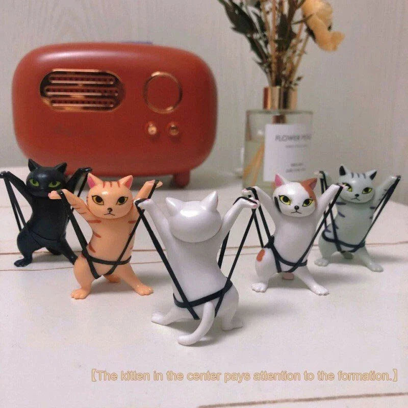 5 PCs Dancing Cat Figure Decoration