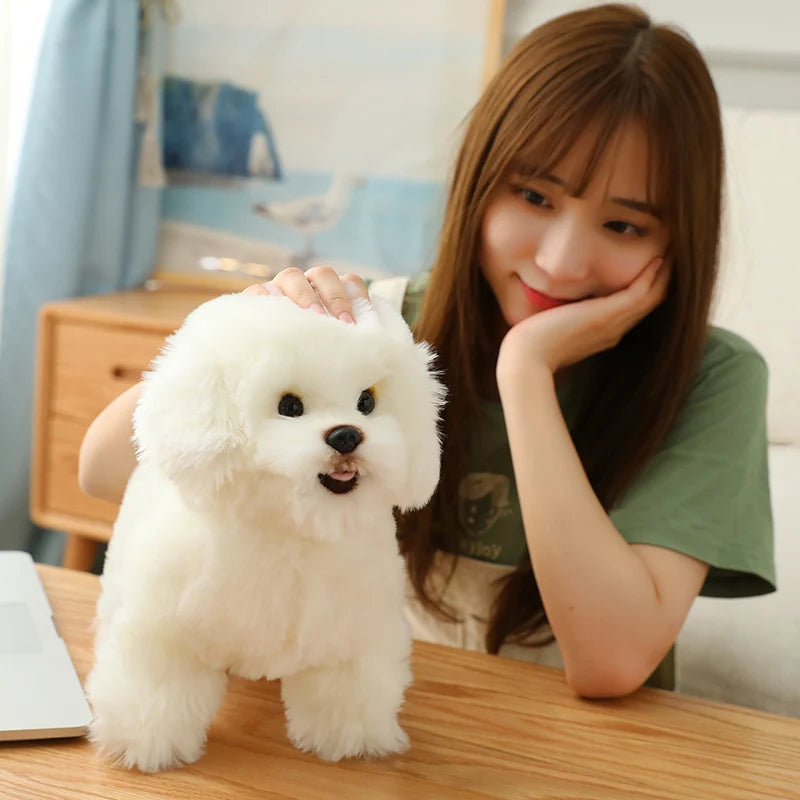38cm Plush Pillow Lovely Realistic Bichon Frise