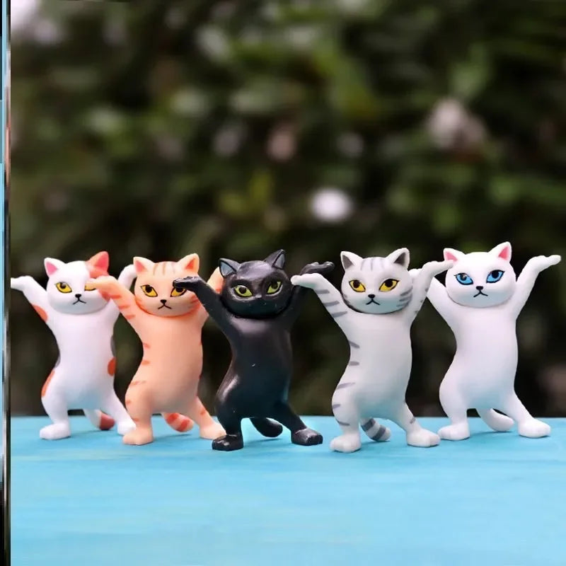 5 PCs Dancing Cat Figure Decoration