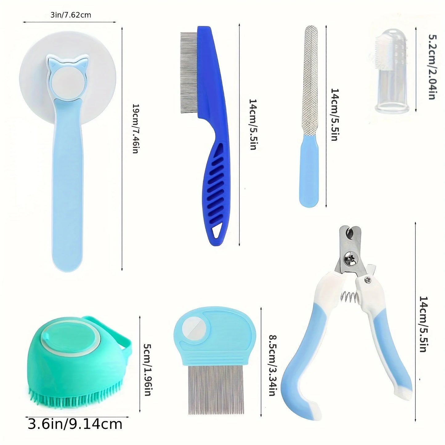 8Pcs Cat Brush Grooming Kits