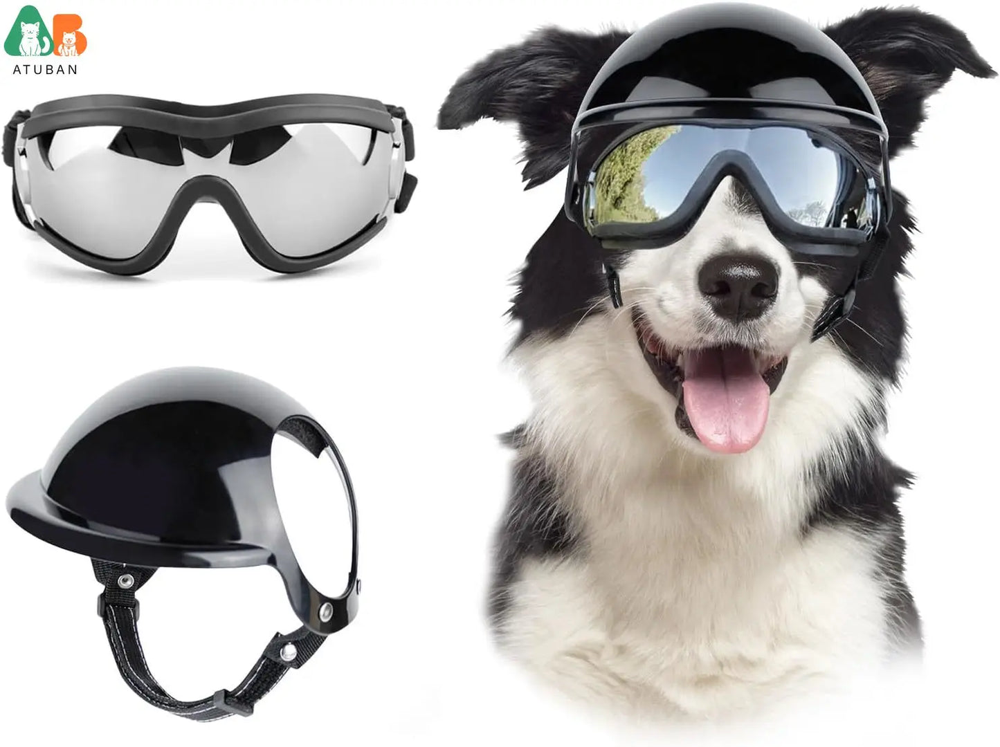 ATUBAN Dog Helmet & Goggles