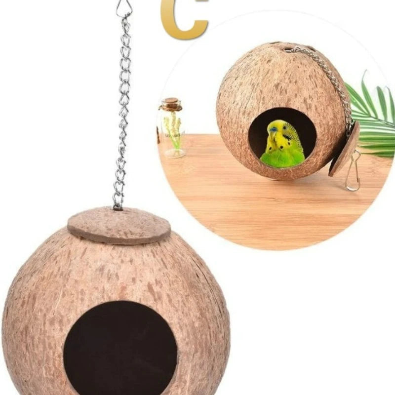 1Pc Natural Coconut Shell Squirrel Bird Nest