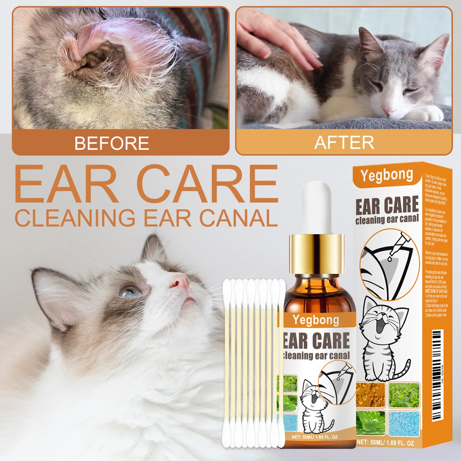 Pet Ear Mite Deodorant Ear Cleaner