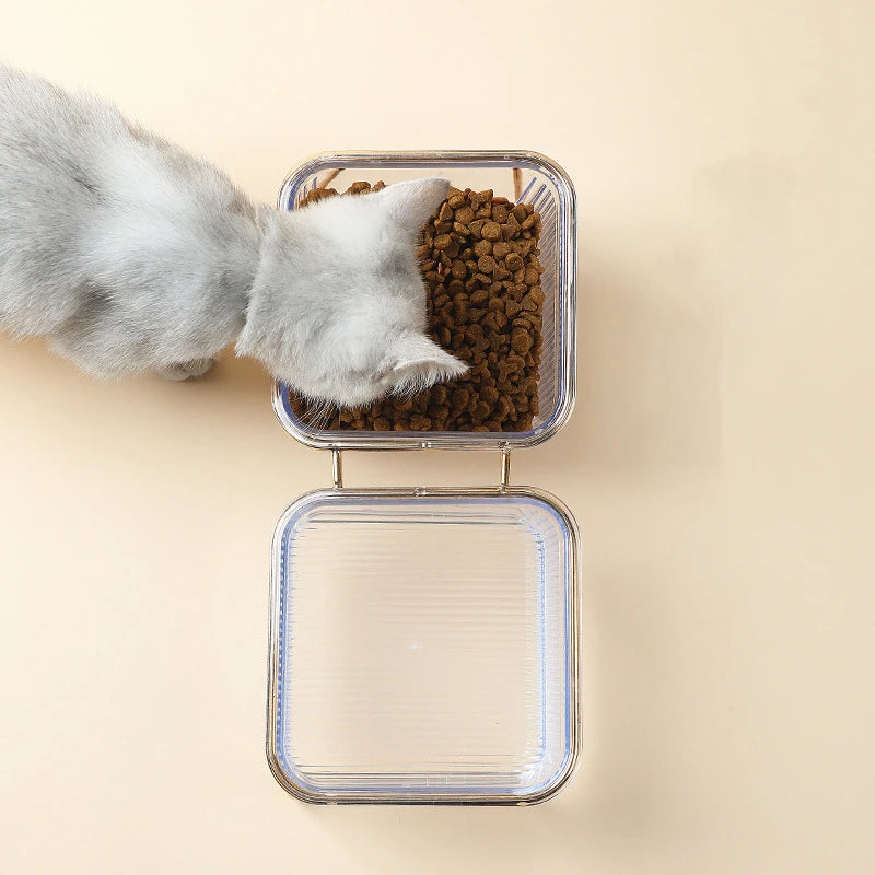 Pet Double Bowl Transparent High Foot