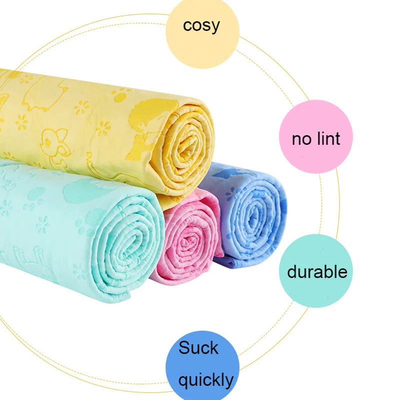 Quick-Dry Synthetic Deerskin Pet Bath Towel - Super Absorbent, Lint-Free, Soft & Includes Storage Bucket