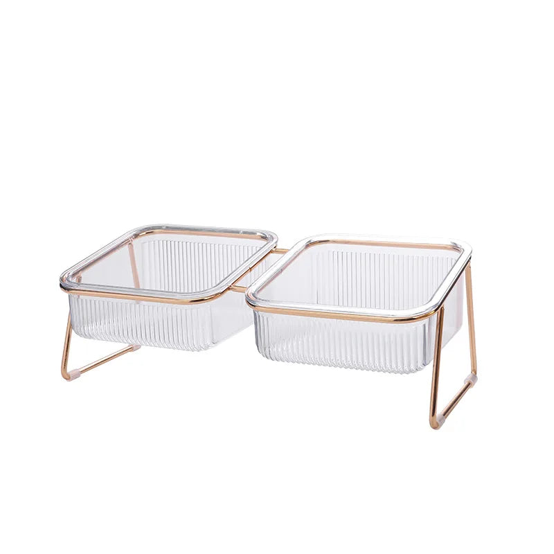 Pet Double Bowl Transparent High Foot