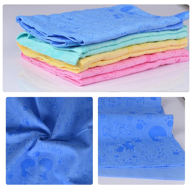 Quick-Dry Synthetic Deerskin Pet Bath Towel - Super Absorbent, Lint-Free, Soft & Includes Storage Bucket
