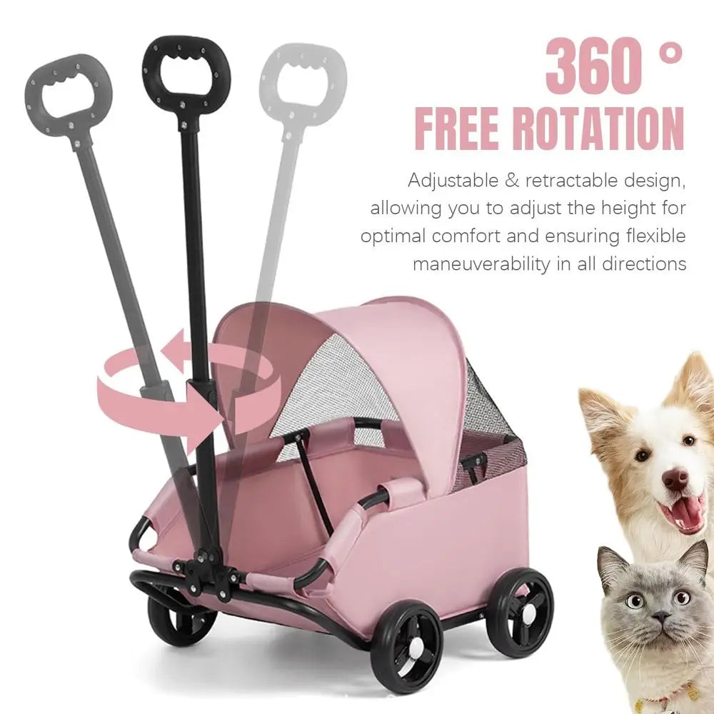 Portable Pink Dog Stroller