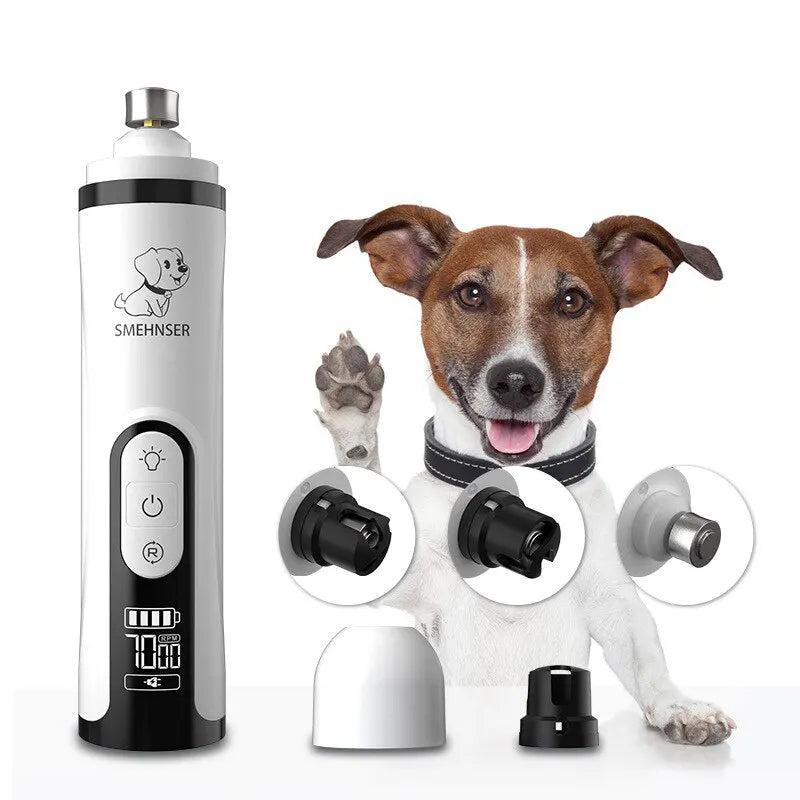 Electric Pet Nail Grinder LED Light Cat Dogs Nail Clippers USB Rechargeable Paws Nail Cutter Grooming Trimmer Dog Supplies