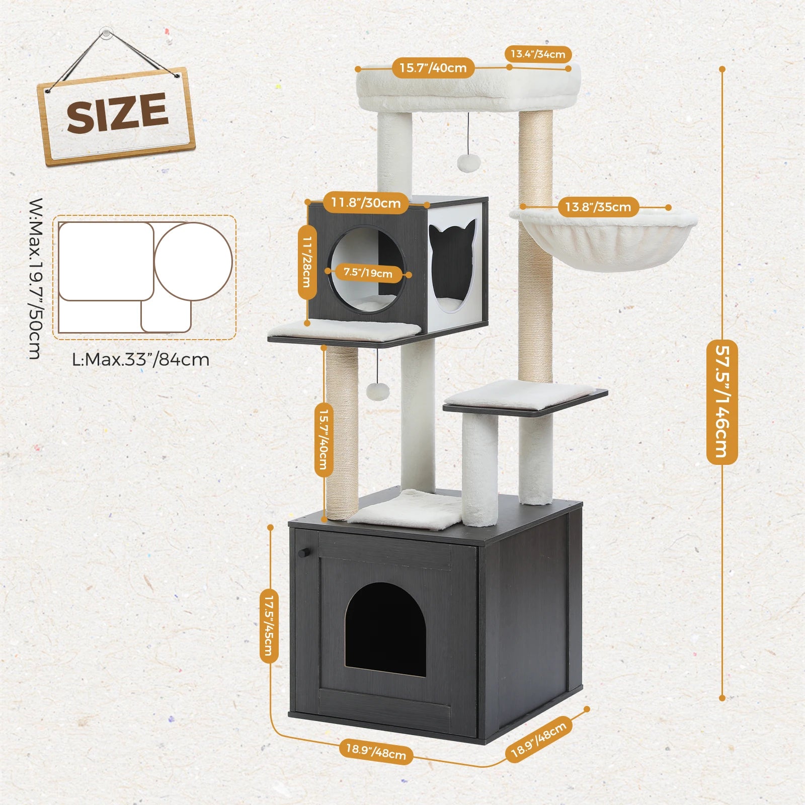 Cat Tree Tower Litter Box