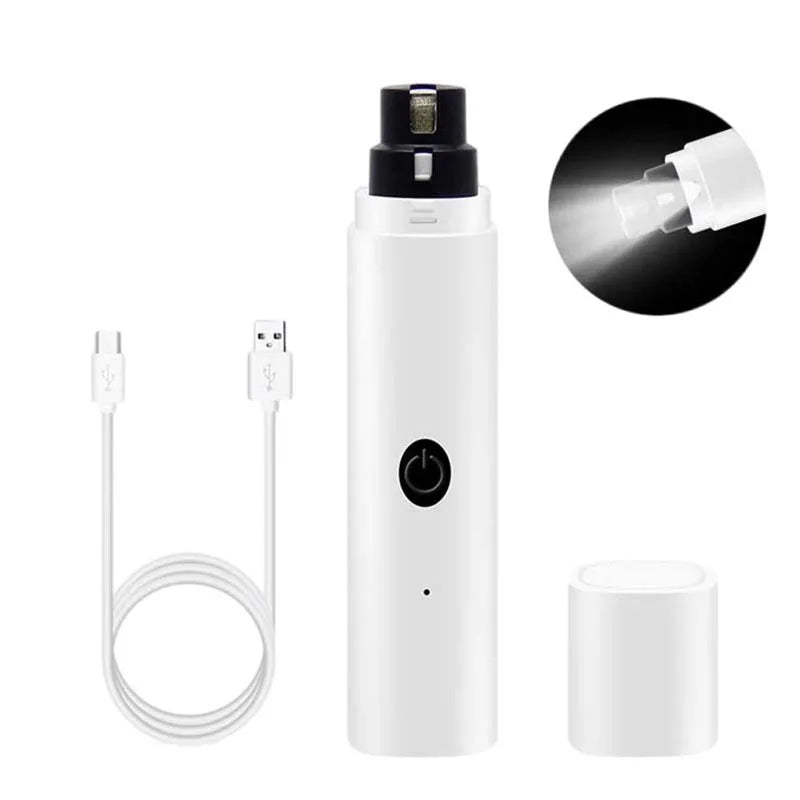 Electric Pet Nail Grinder LED Light Cat Dogs Nail Clippers USB Rechargeable Paws Nail Cutter Grooming Trimmer Dog Supplies