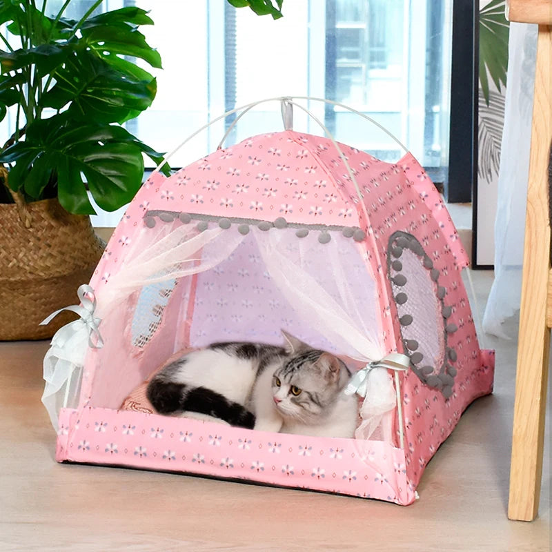 Cat Broken Flower Tent Semi Enclosed