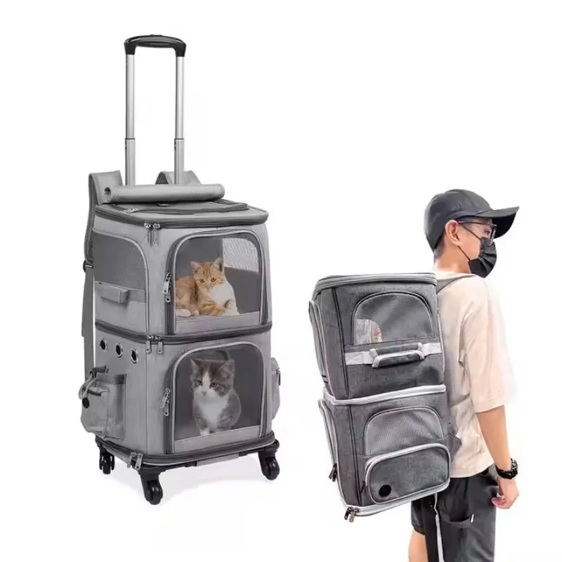 Double-layer Pet Trolley Bag