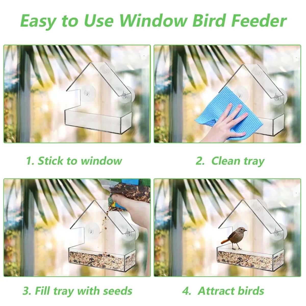 House Transparent Window Wild Bird Feeder