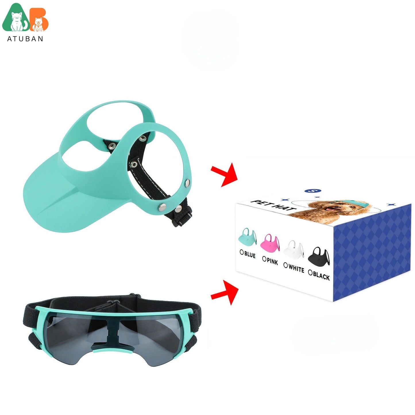 ATUBAN Pet Sun Hat Dog Glasses