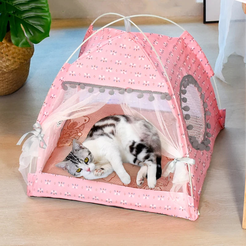 Cat Broken Flower Tent Semi Enclosed