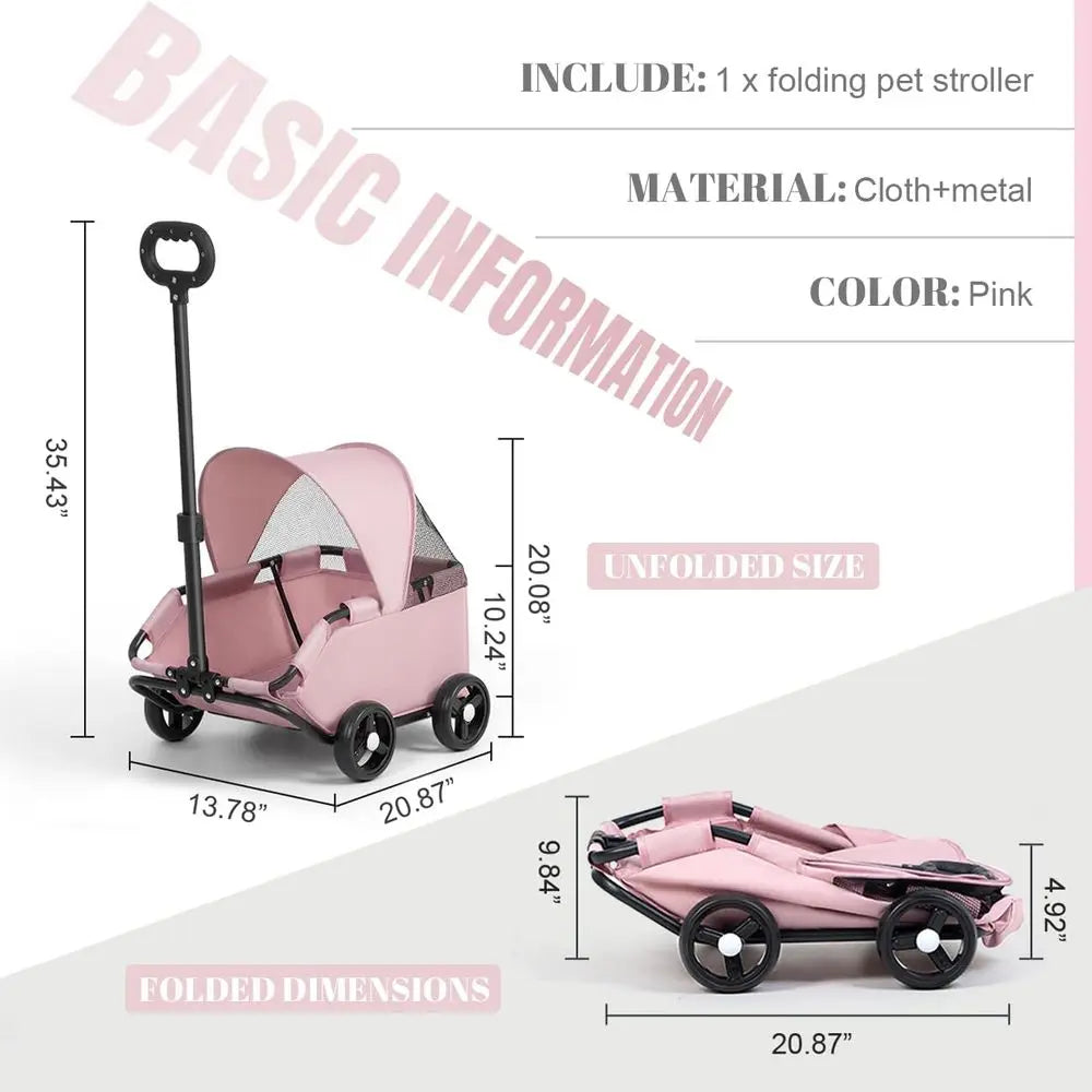 Portable Pink Dog Stroller