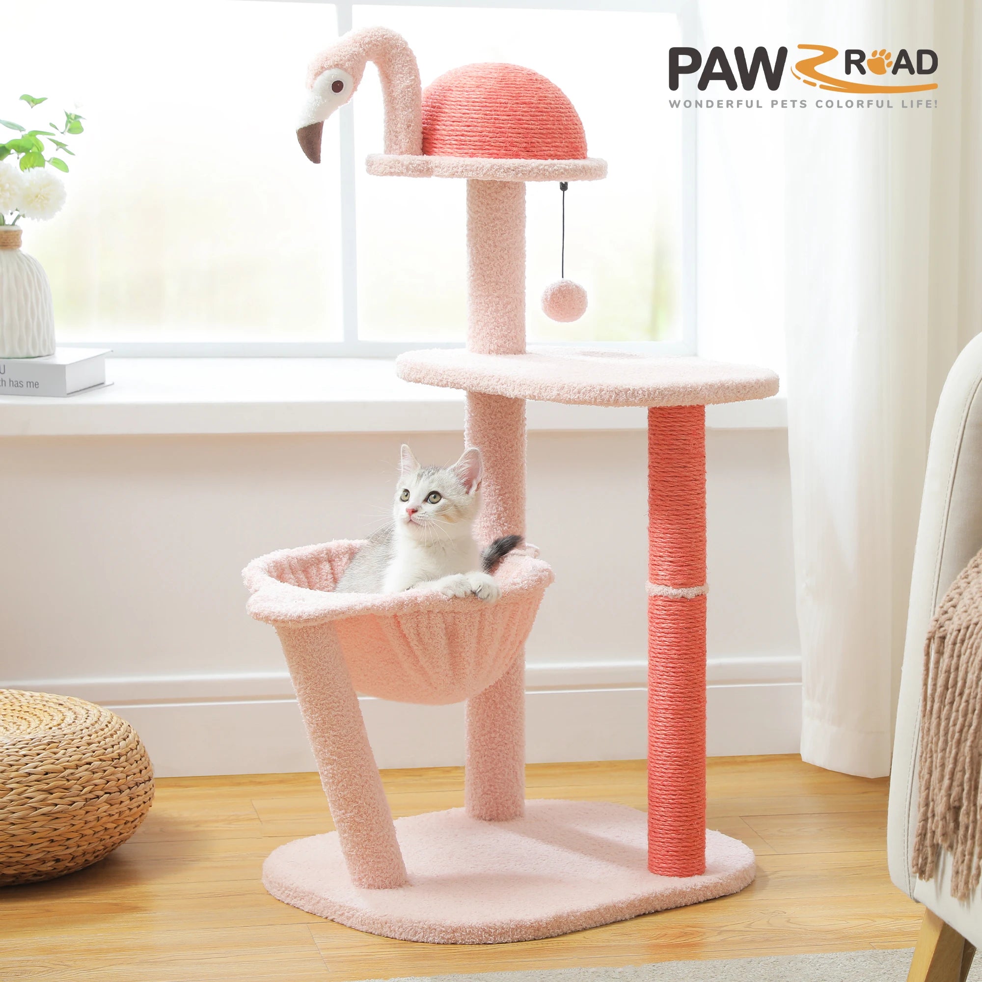 Cute Cat Tree Flamingo Pink