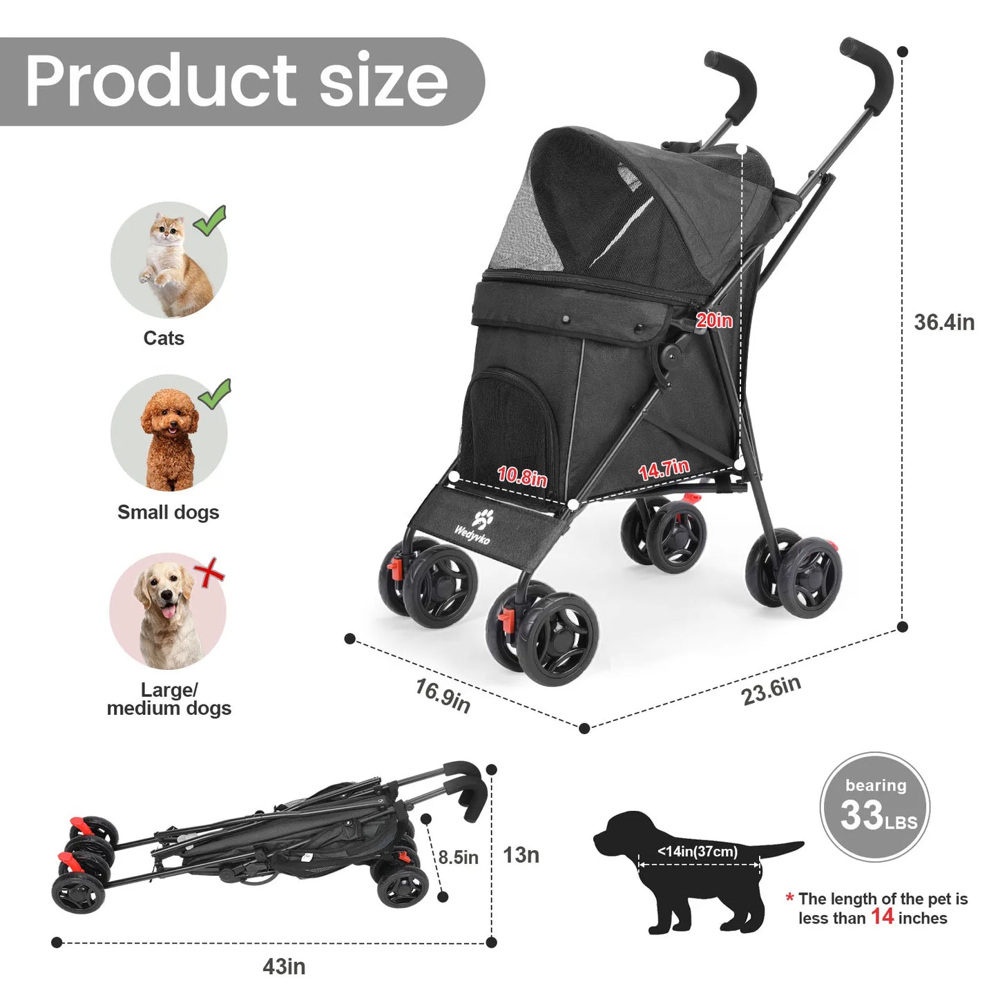 Wedyvko Pet Dog Stroller