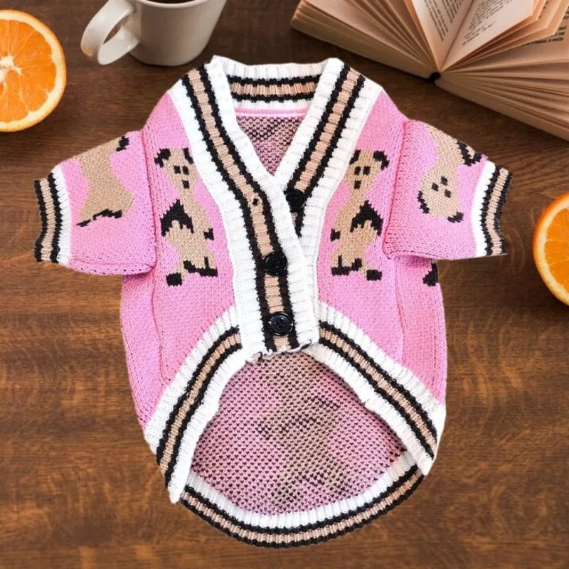 Cute Bear Dog Clothes Striped Autumn Winter Sweater