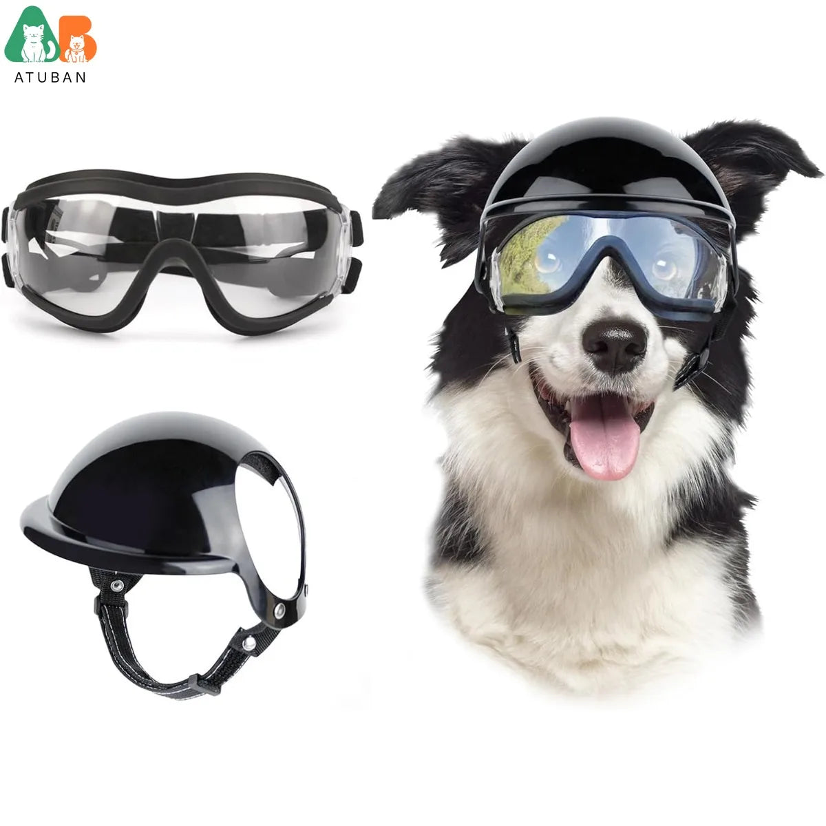 ATUBAN Dog Helmet & Goggles