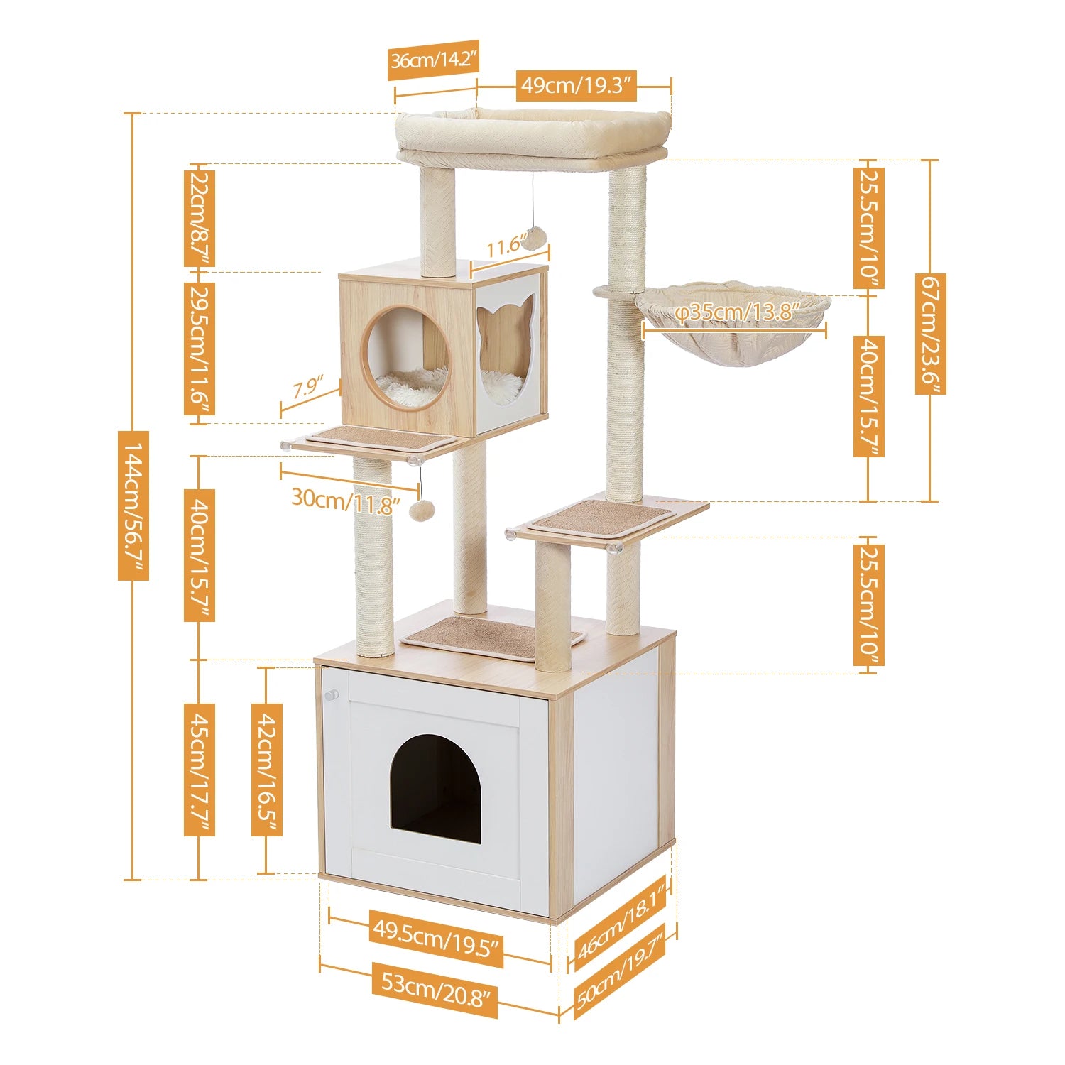 Cat Tree Tower Litter Box