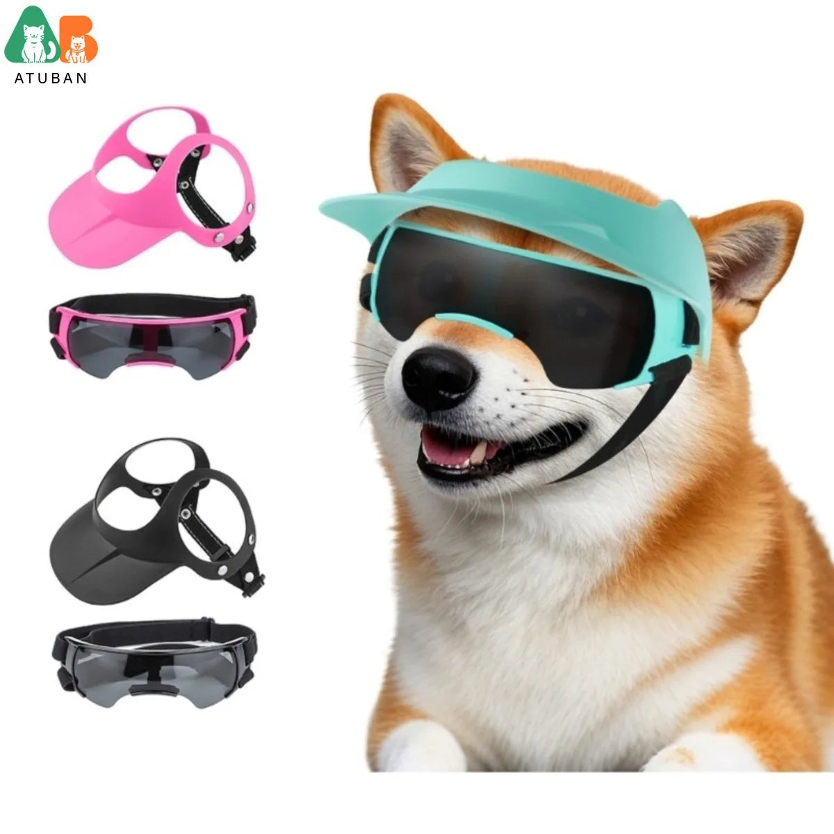 ATUBAN Pet Sun Hat Dog Glasses