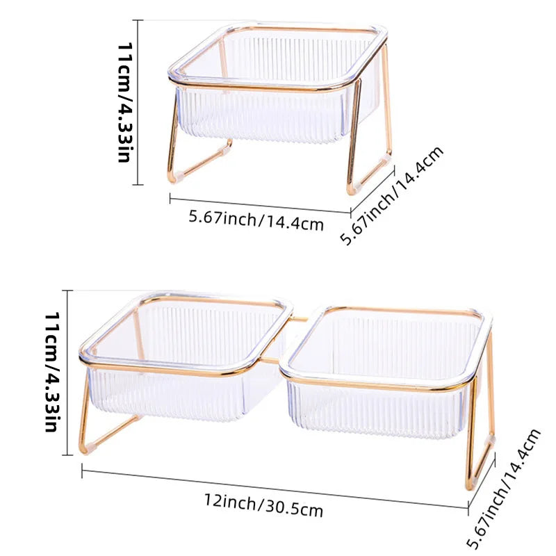Pet Double Bowl Transparent High Foot