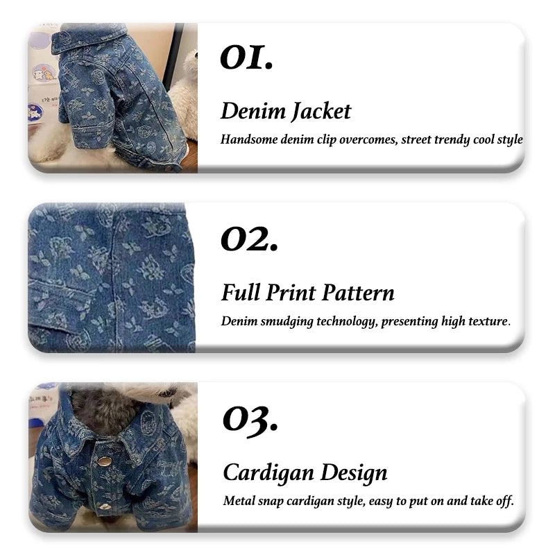 Printing Denim Clothes for Small Medium Dogs