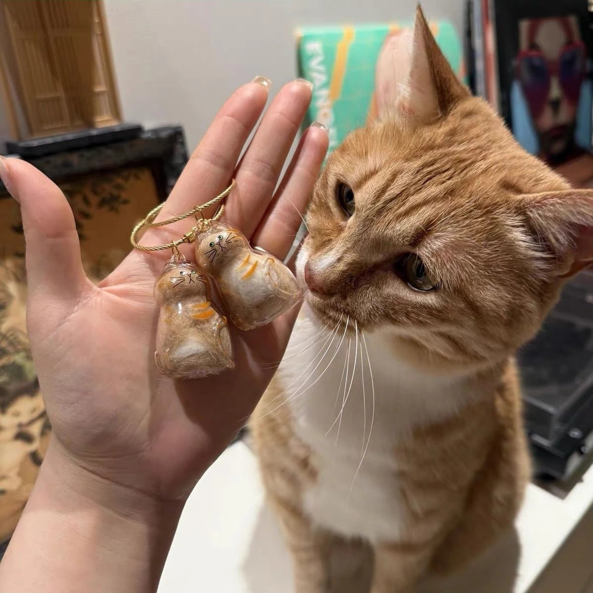 Ginger Cat Keychain Pendant