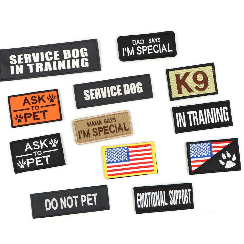 12 Pieces Tactical Patch Bundle For Dog Vest Harness Collar Personalized Patches Tags Sticker Label Custom Name ID Sticker