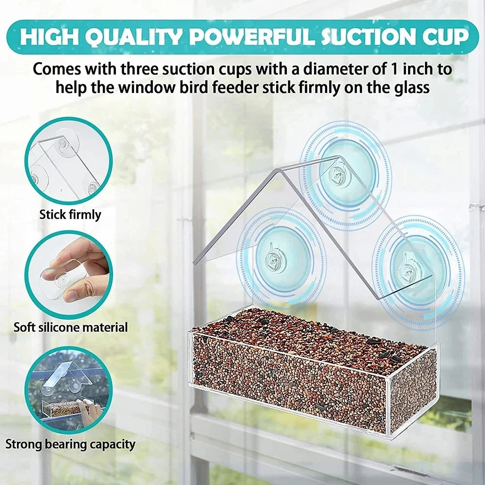 House Transparent Window Wild Bird Feeder