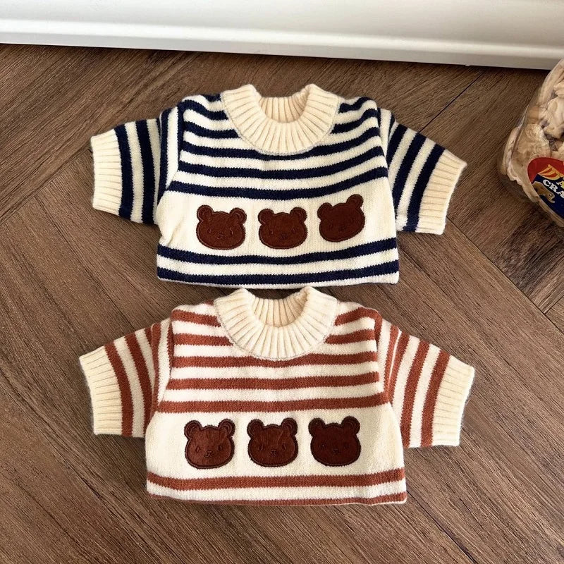 Cute Bear Dog Clothes Striped Autumn Winter Sweater
