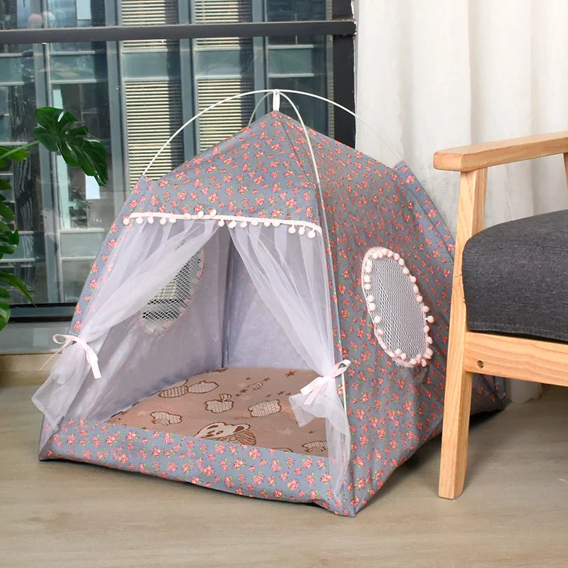Cat Broken Flower Tent Semi Enclosed