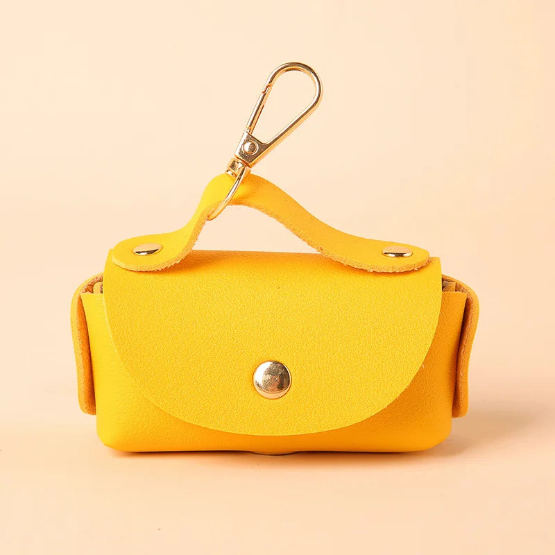 Portable Dog Waste Bag Dispenser With Leather Clip - Durable Polyester