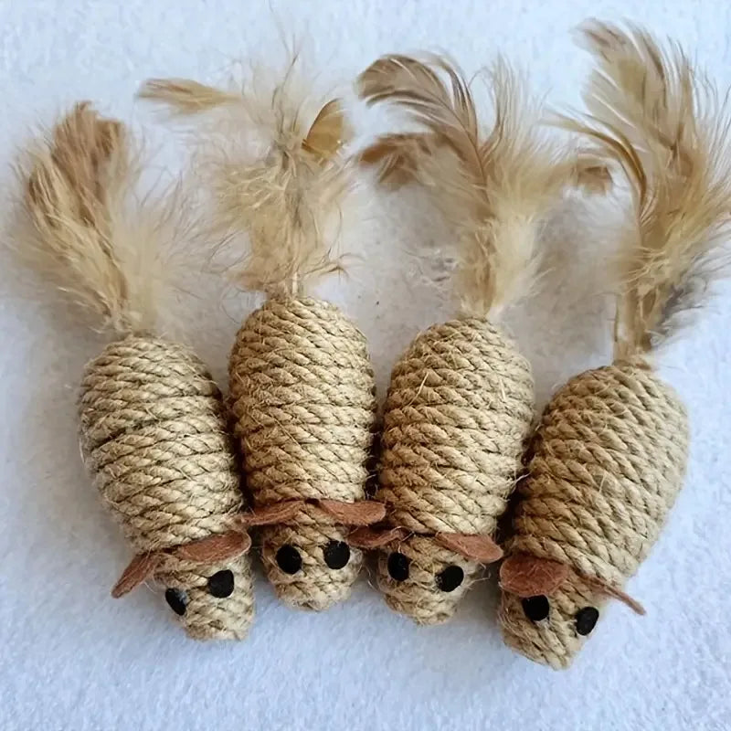 1/4pcs Sisal False Mouse Cat Toy