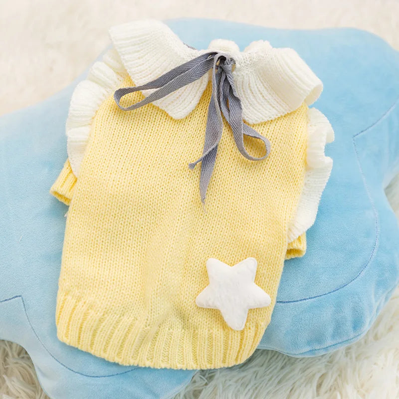 Cute Bear Dog Clothes Striped Autumn Winter Sweater