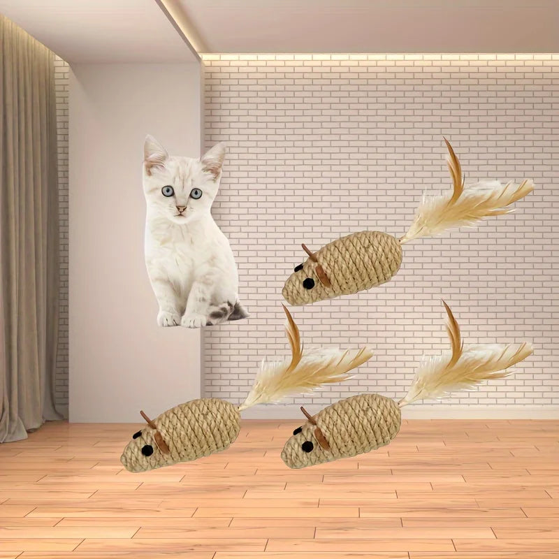 1/4pcs Sisal False Mouse Cat Toy