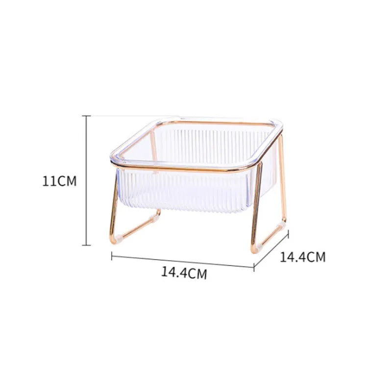 Pet Double Bowl Transparent High Foot