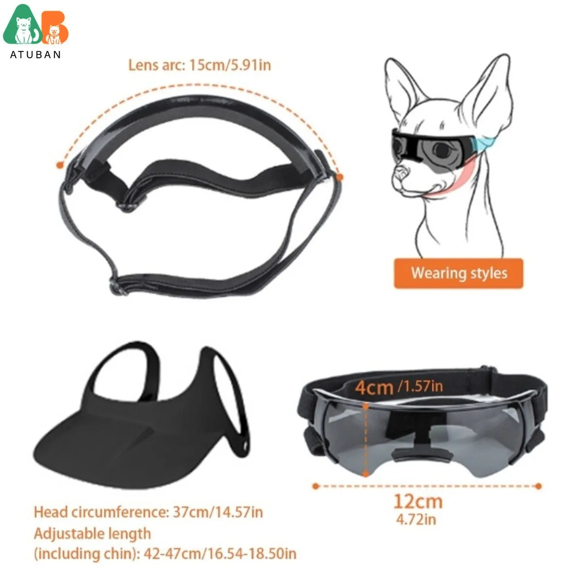 ATUBAN Pet Sun Hat Dog Glasses