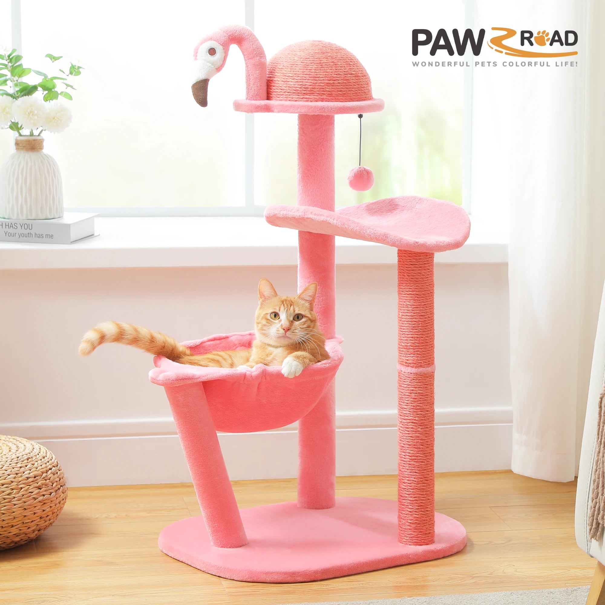 Cute Cat Tree Flamingo Pink