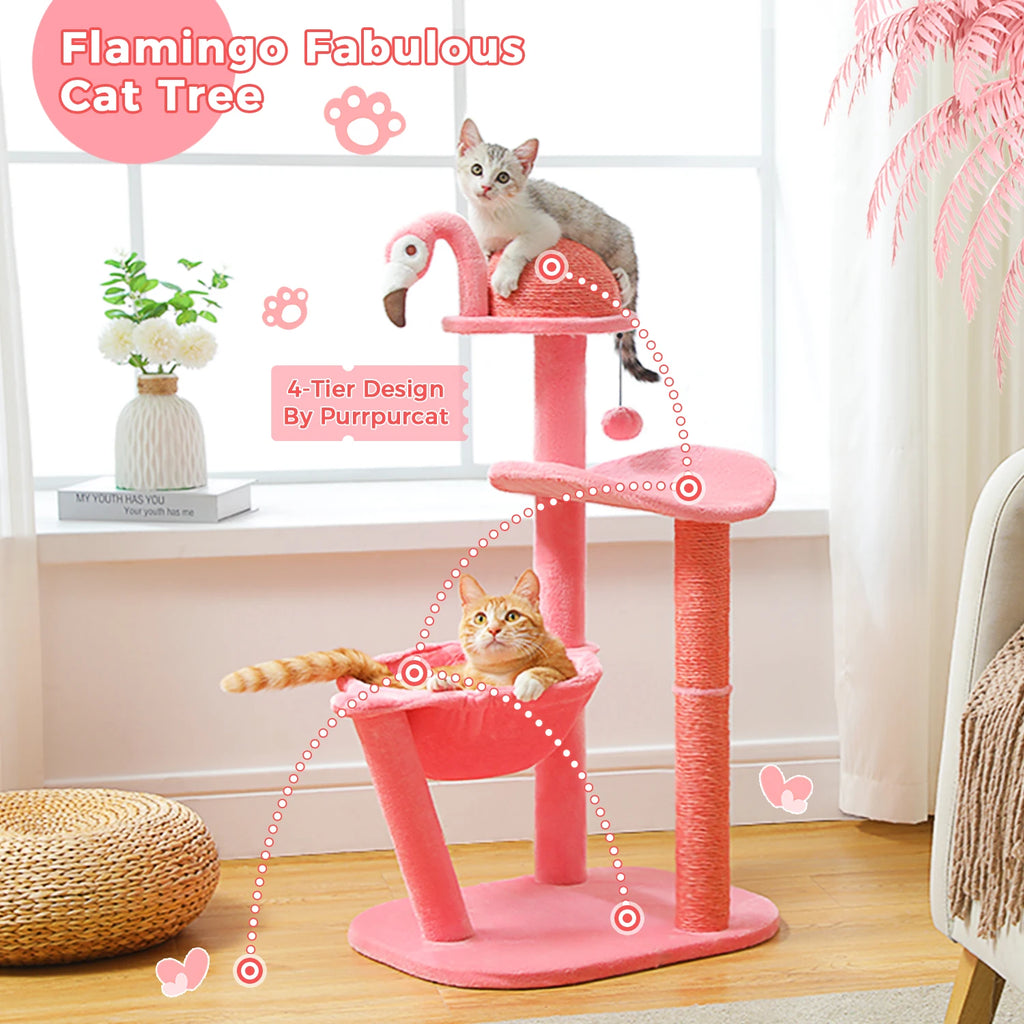 Cute Cat Tree Flamingo Pink