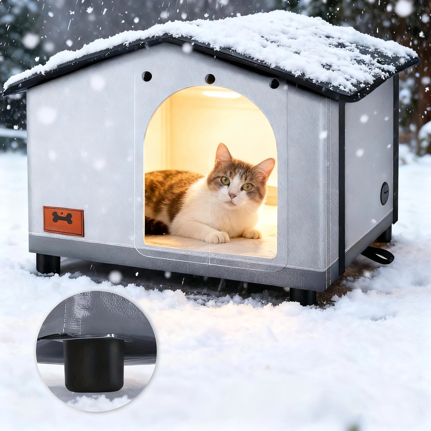 A insulated outdoor cat house