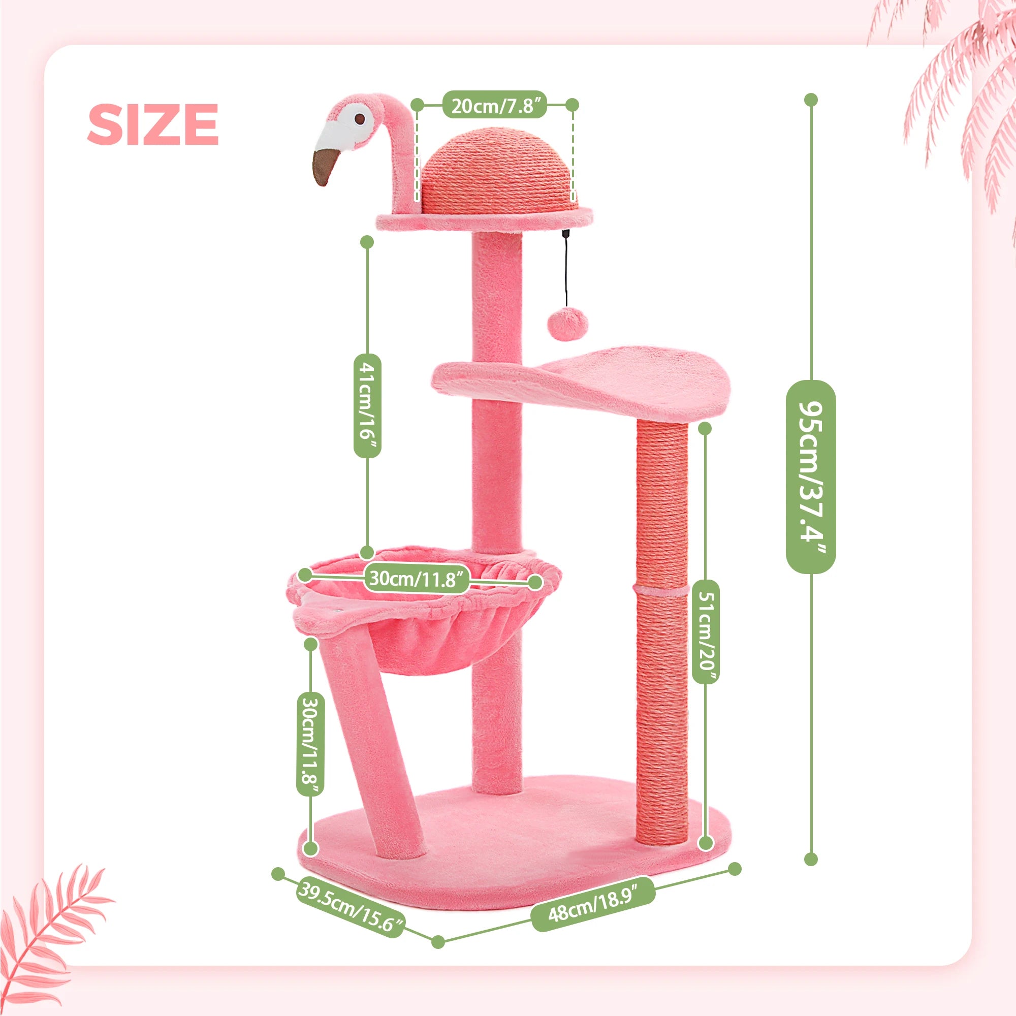 Cute Cat Tree Flamingo Pink