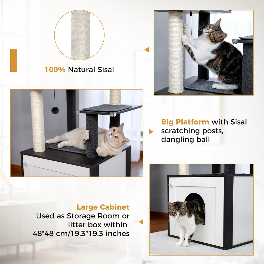 Cat Tree Tower Litter Box
