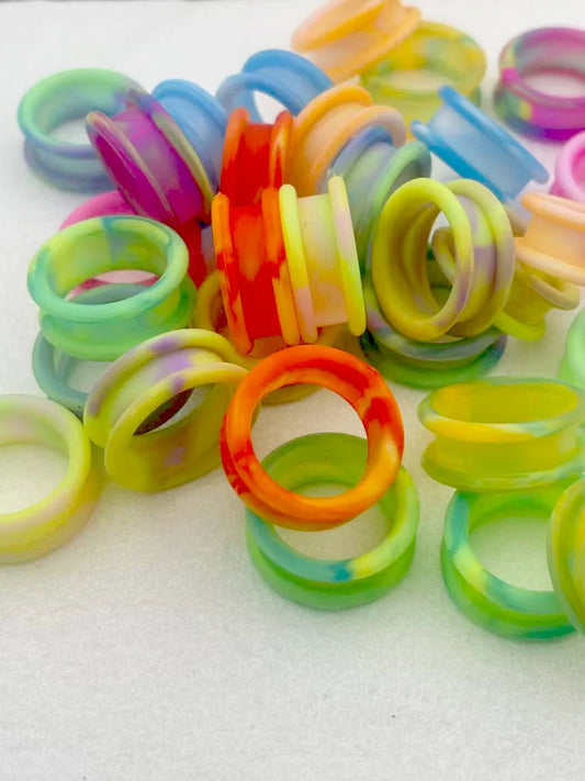 16 Pis Softer Glitter Hair Pet Grooming Silicone Rubber Scissors finger ring inserts